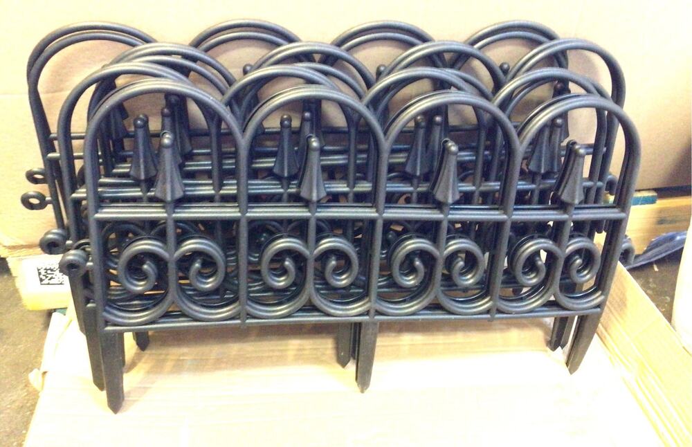 Set of 10 Black Metal Garden Edging Panels 21" Interlocking Border